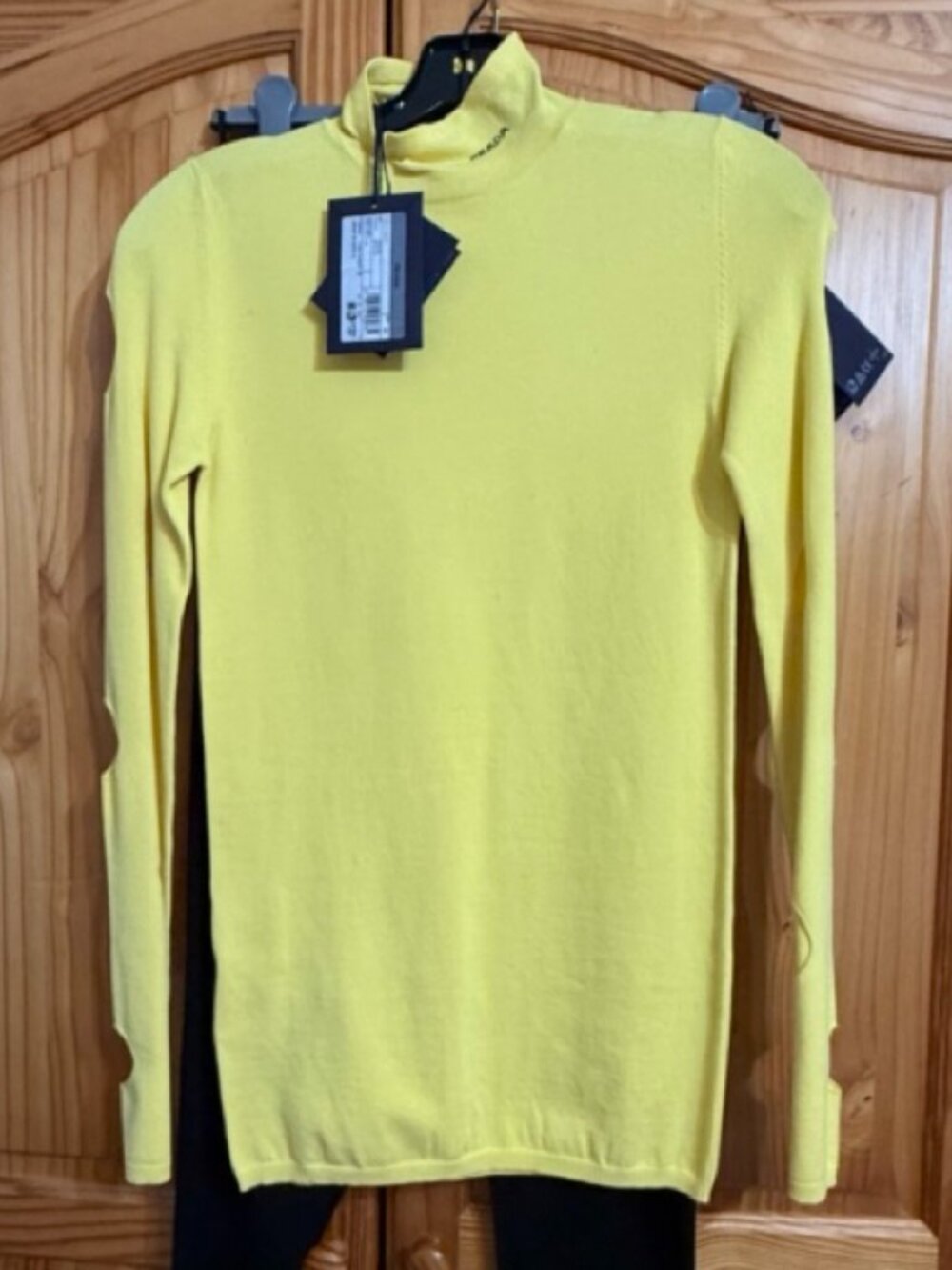 PRADA "Collo Alto" (turtleneck) openwork top-Yellow(SOLEIL) Size 40 NWT